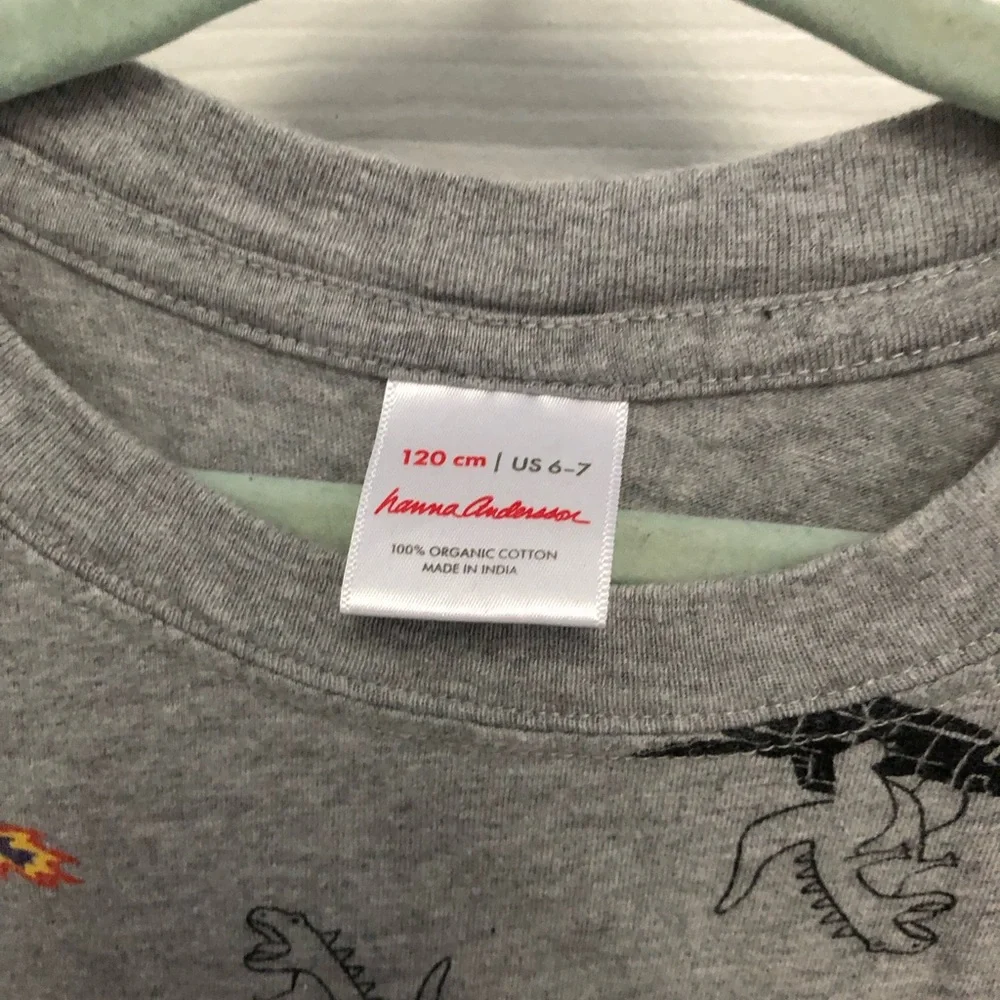 Hanna Andersson 120 boys sz 6 7 T-shirt Godzilla Spaceship Dino Cotton